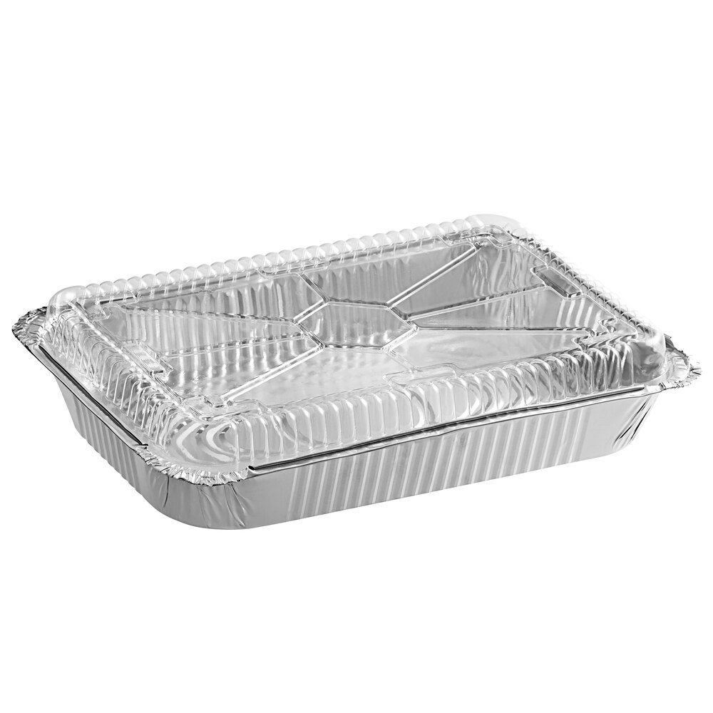 Choice 4 lb. Oblong Foil TakeOut Container with Dome Lid 50/Pack