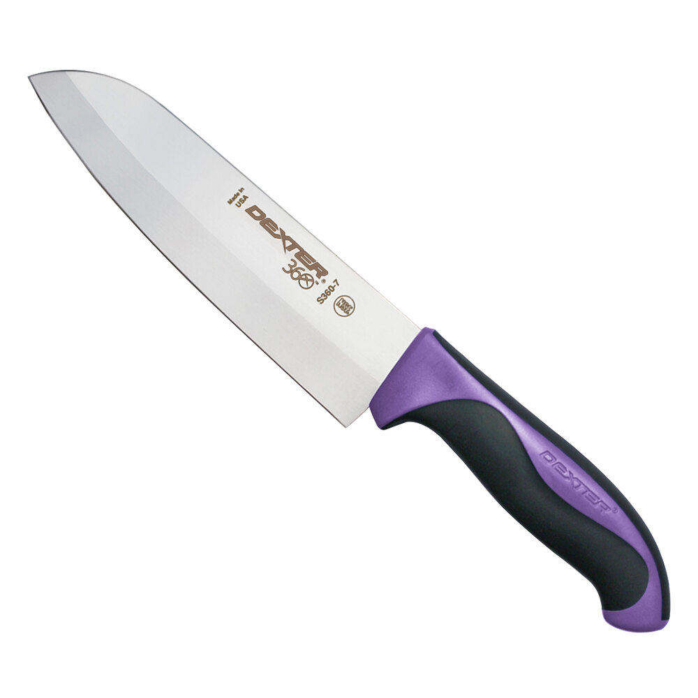 DexterRussell 36004P 360 Series 7" Santoku Knife with Purple Allergen