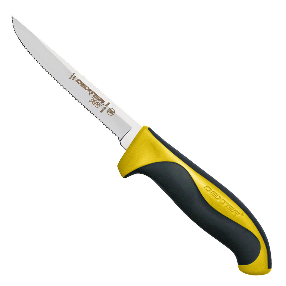 DexterRussell 36003Y 360 Series 5" Scalloped Utility Knife with Yellow