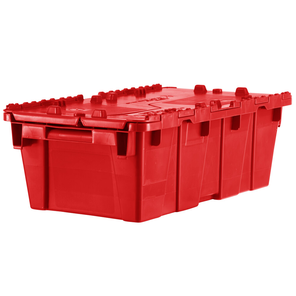 Orbis FP075 20" x 12" x 8" StackNNest Flipak Red Tote Box with Hinged