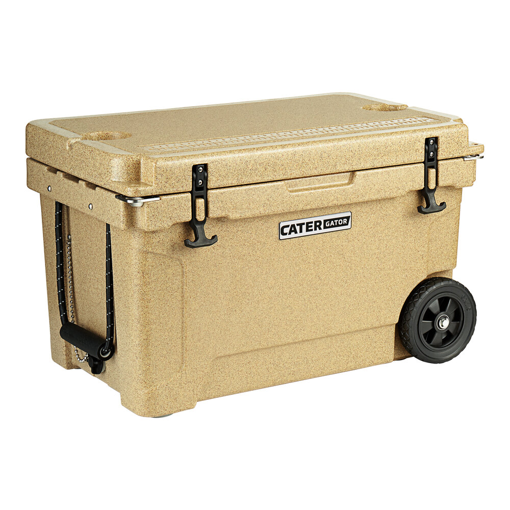 CaterGator CG45SPBW Beige 45 Qt. Mobile Rotomolded Outdoor Cooler