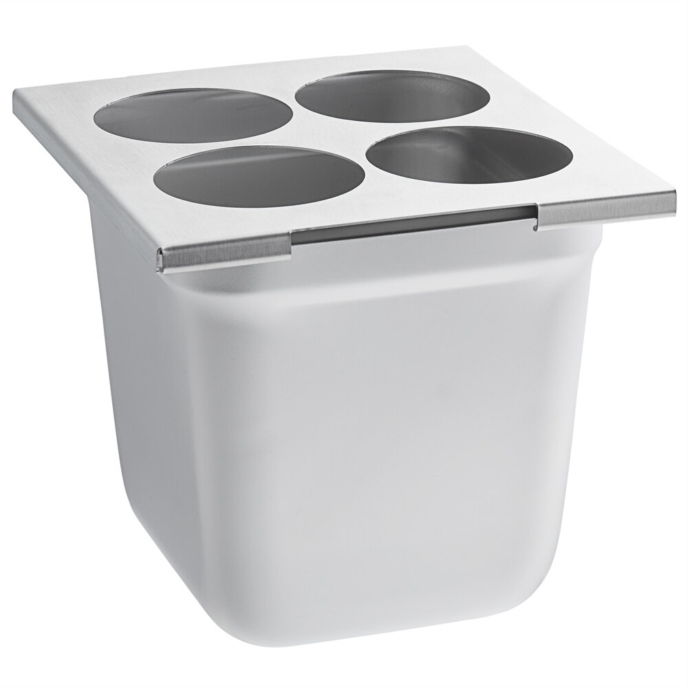 Choice 4 Hole Stainless Steel Squeeze Bottle Holder 6" Deep 1/6 Size Pan