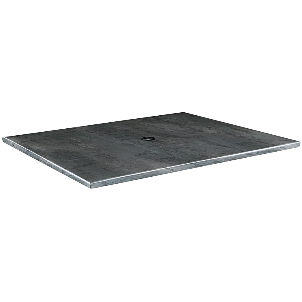 30 Diameter Black Steel Indoor/Outdoor All-Season EnduroTop Table Top with Umbrella Hole with Umbrella Hole 