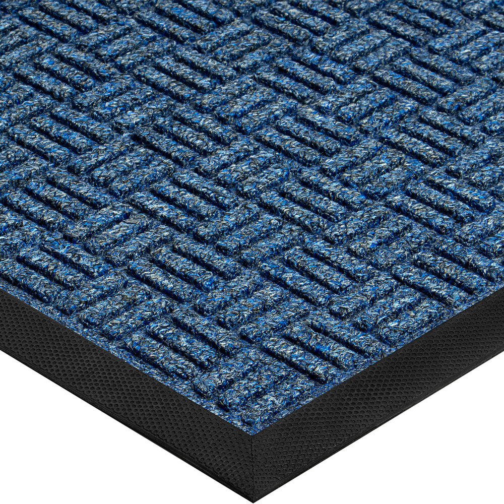 Lavex Janitorial Water Absorbent Navy Blue Parquet Indoor Entrance Mat 3/8" Thick