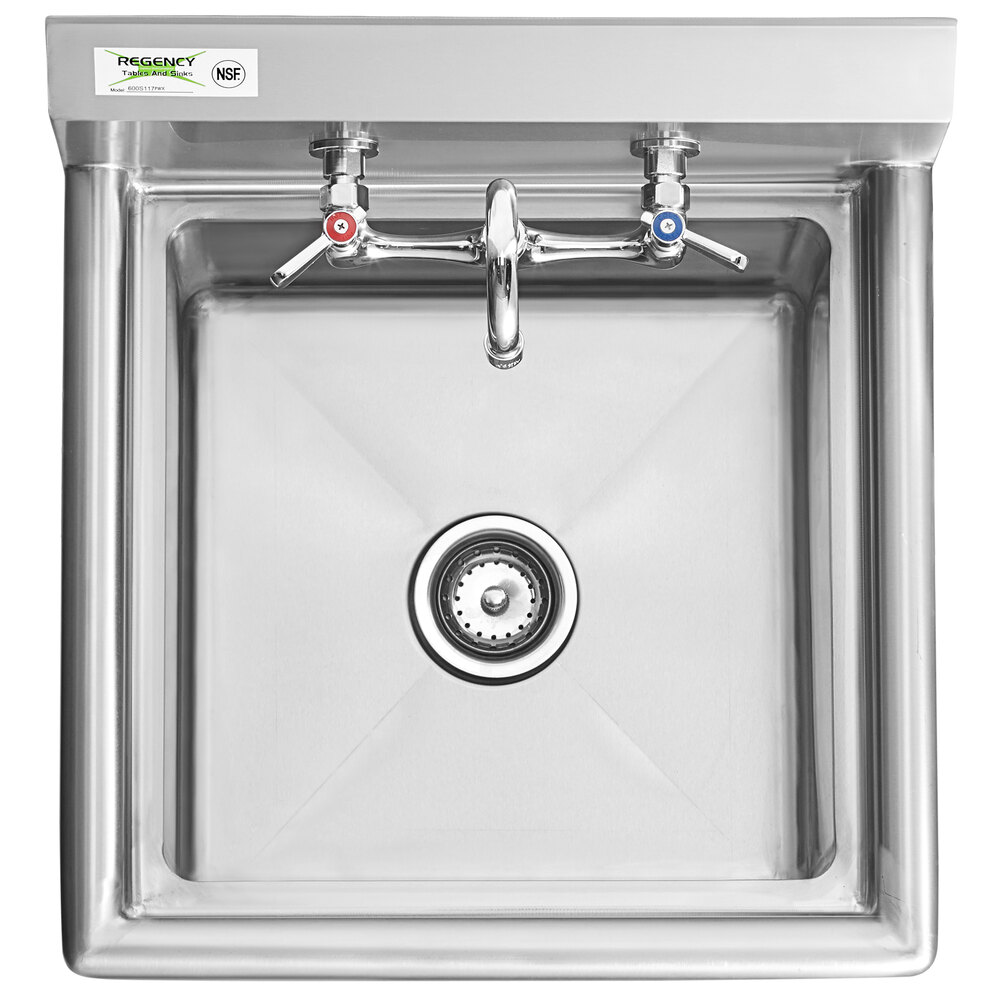 A stainless steel Regency one compartment sink with faucet.