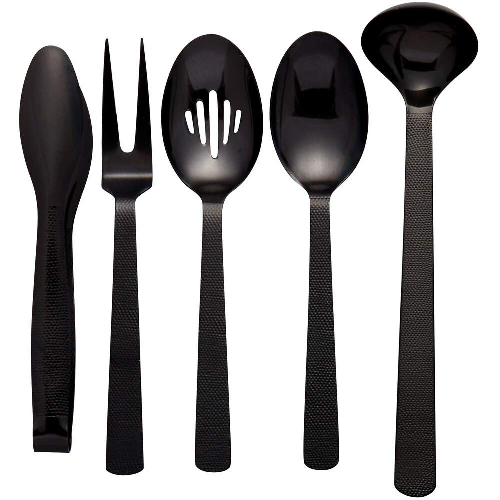 American Metalcraft 5Piece Hammered Black Vintage Serving Utensil Set