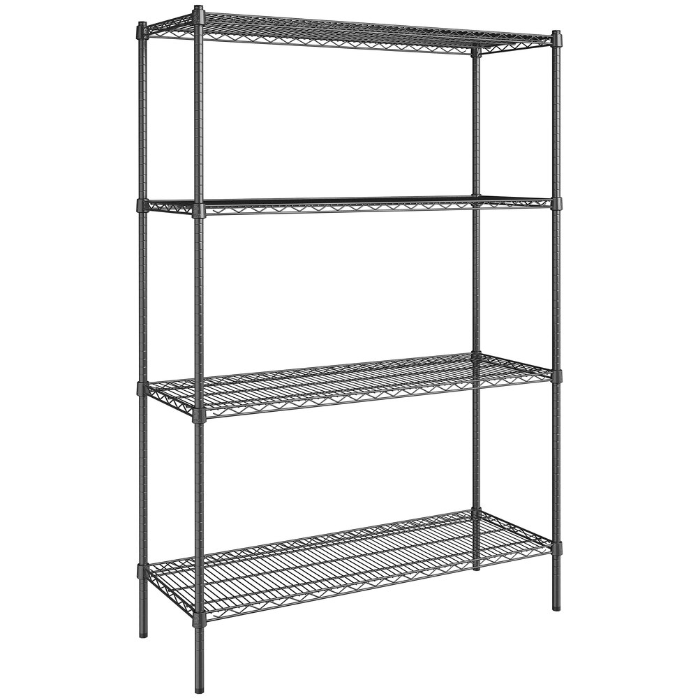 Steelton 18" x 48" NSF Black Epoxy 4Shelf Kit with 72" Posts