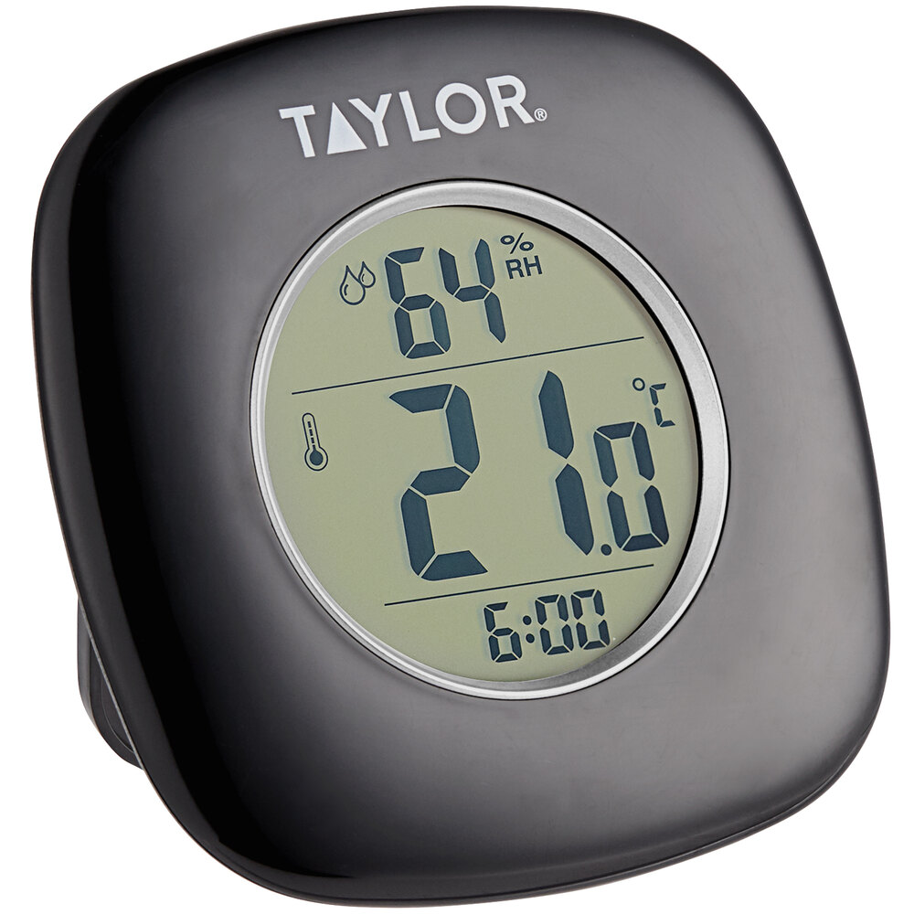 Taylor 1745BK 4" Digital Indoor Thermometer and Hygrometer with Clock