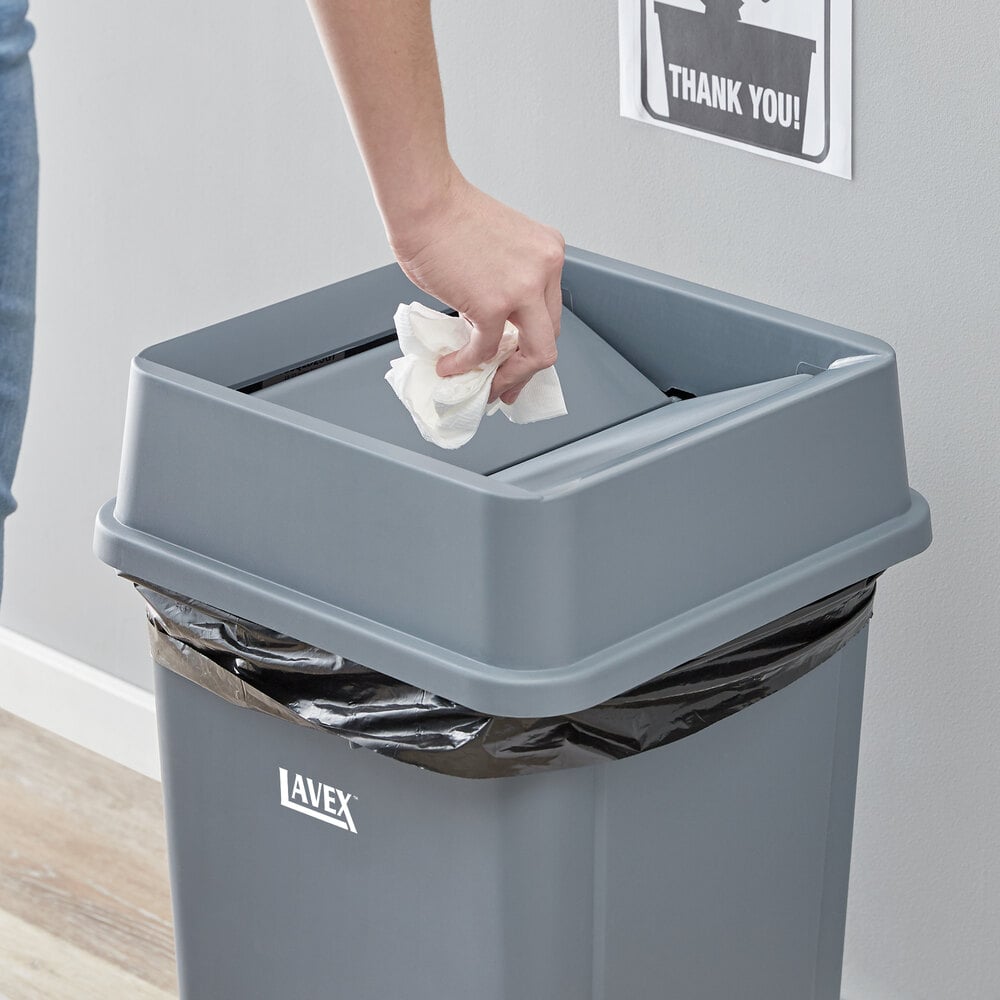 19 / 23 Gallon Gray Square Trash Can Drop Shot Lid