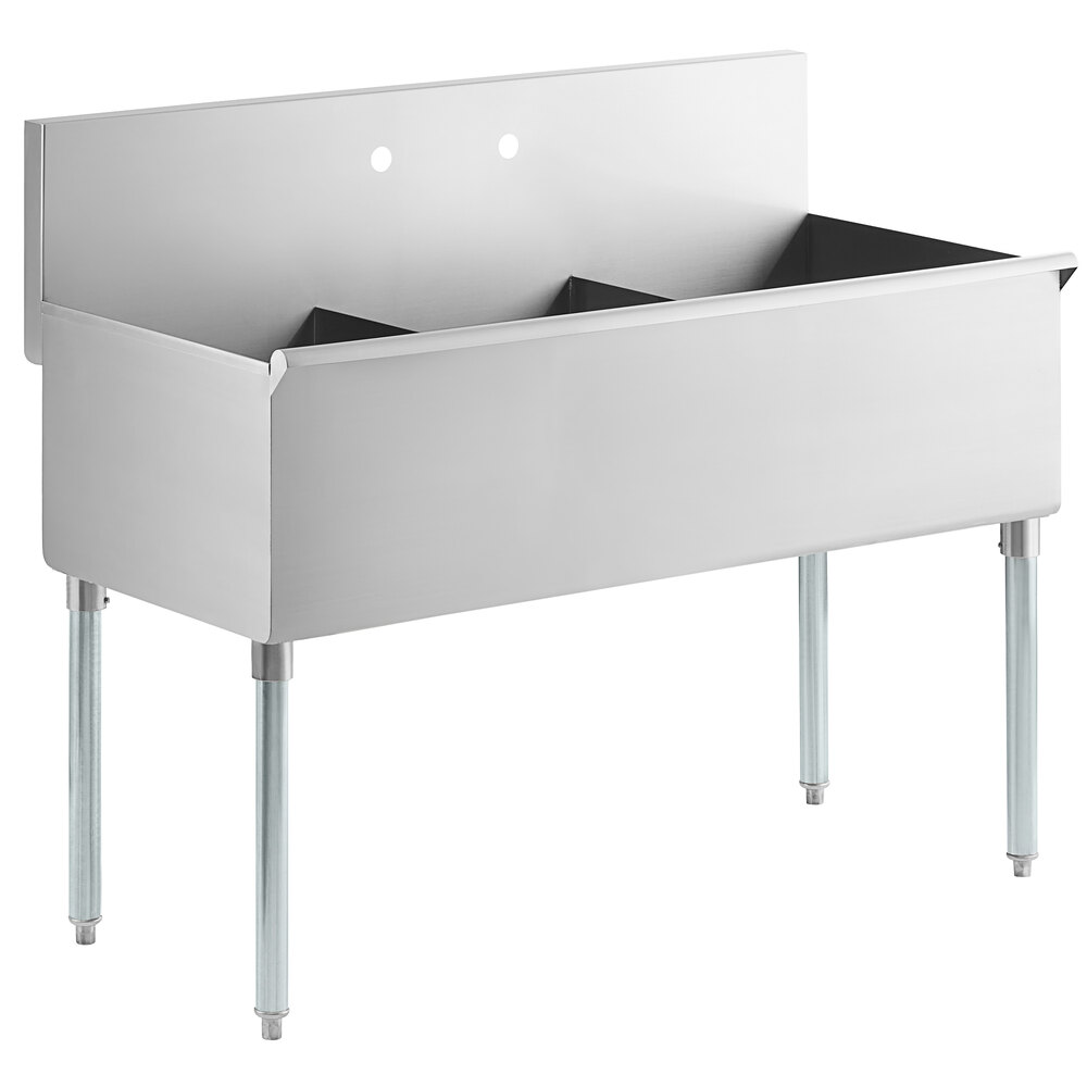 Regency 48 inch 16-Gauge Stainless Steel Three Compartment Commercial Utility Sink - 16 inch x 21 inch x 13 inch Bowl