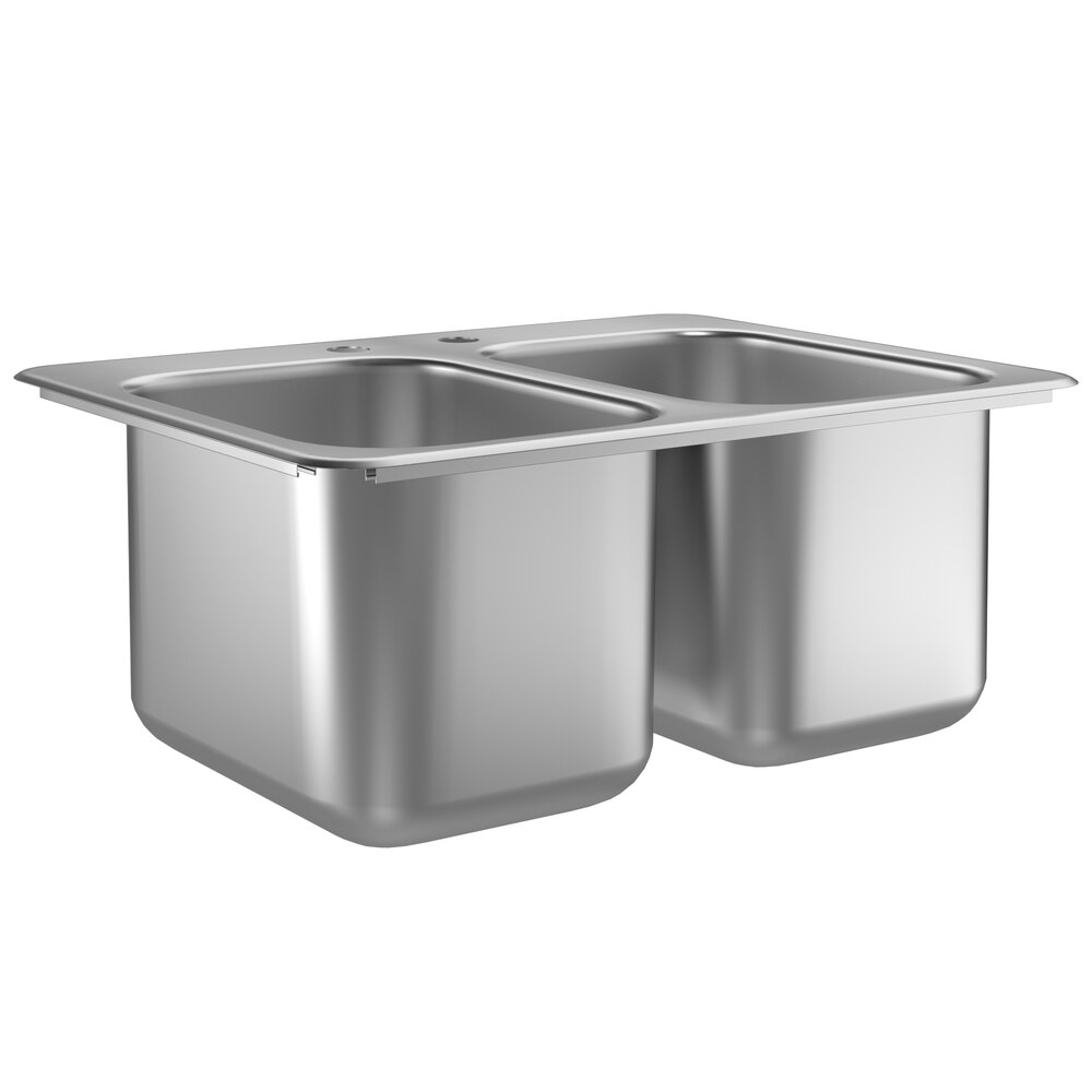 Regency 10 inch x 14 inch x 10 inch 20 Gauge Stainless Steel Two Compartment Drop-In Sink