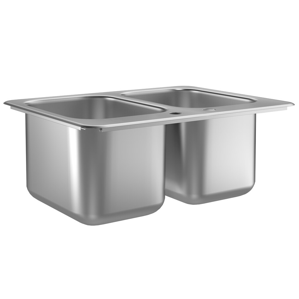 A Regency stainless steel double drop-in sink with two compartments.