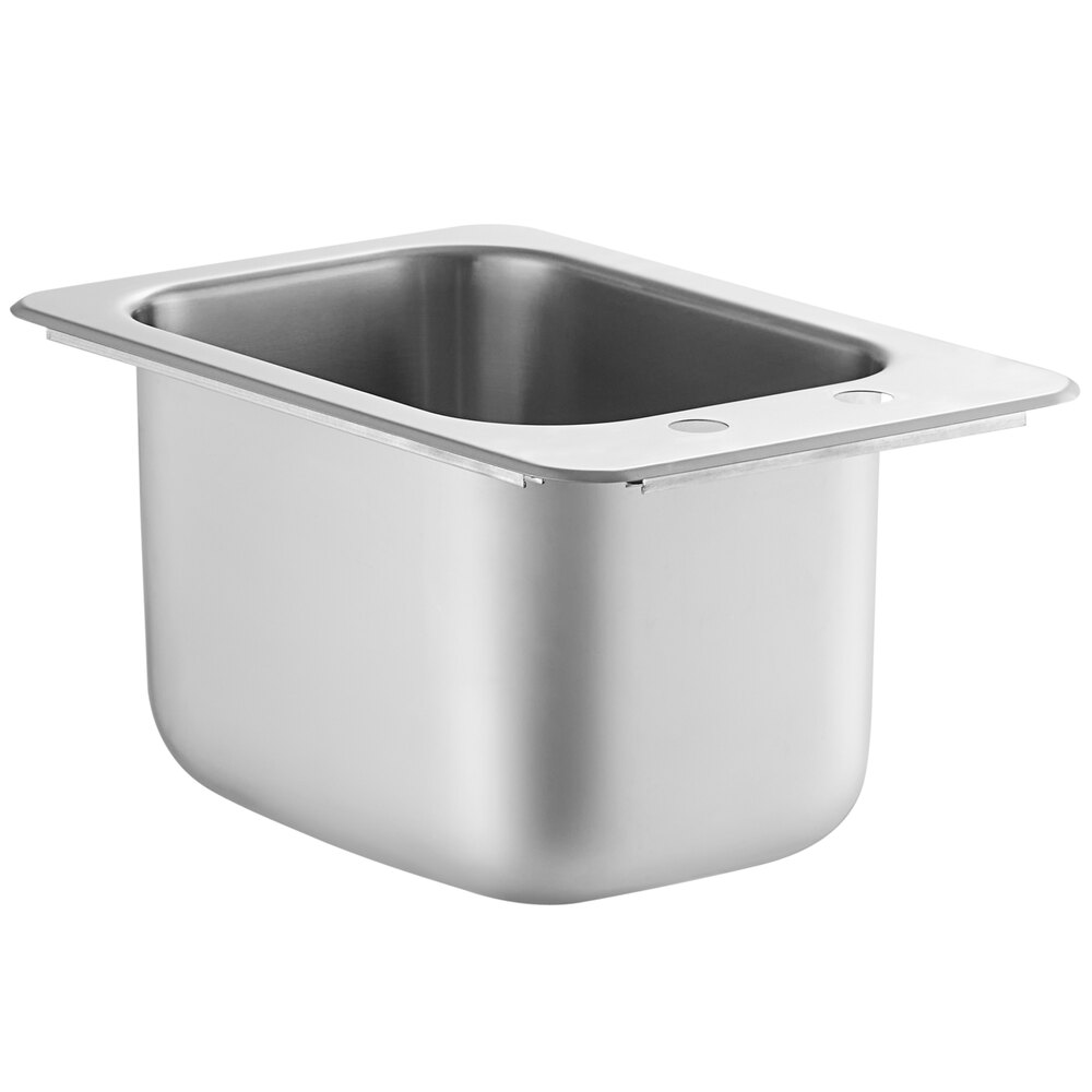 A Regency stainless steel drop-in sink with one compartment on a counter.