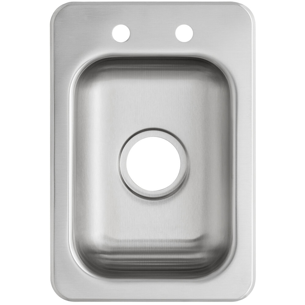 A Regency stainless steel drop-in sink with one compartment and a hole in the center.