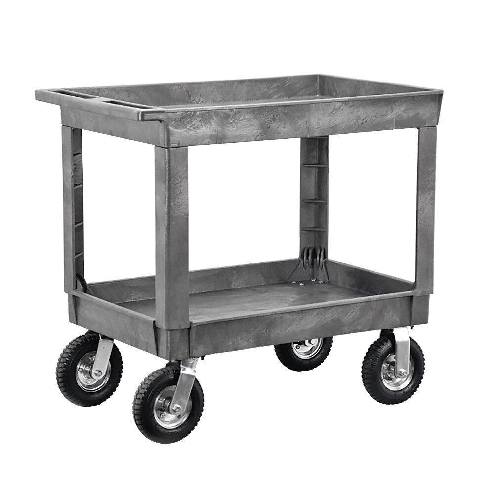 Lakeside 2523P Plastic Deep Well Two Shelf Utility Cart with Pneumatic