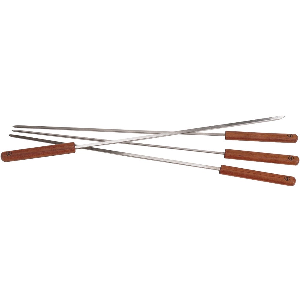 Stainless Steel Skewers w/Rosewood Handles (20") 4/Pack