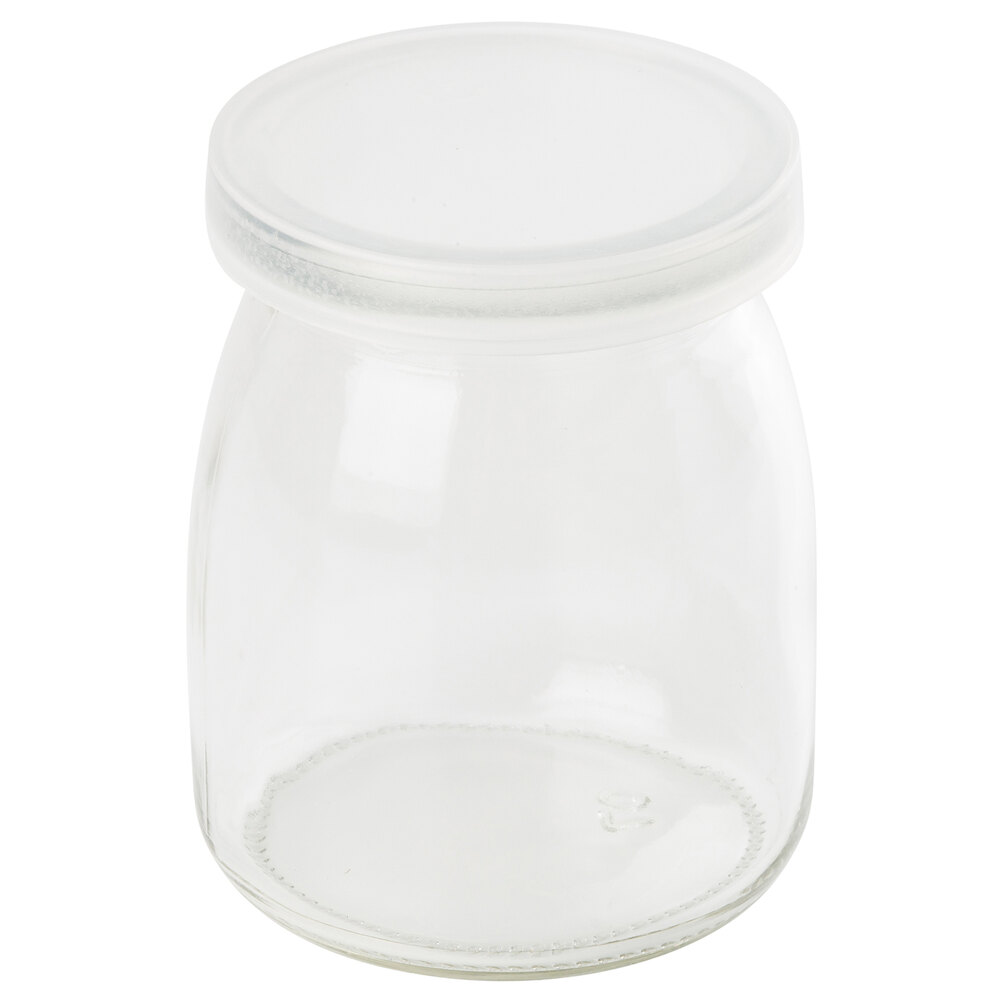 Tablecraft SGJ6 6 oz. Glass Single Serve Jar with Plastic Lid 12/Pack