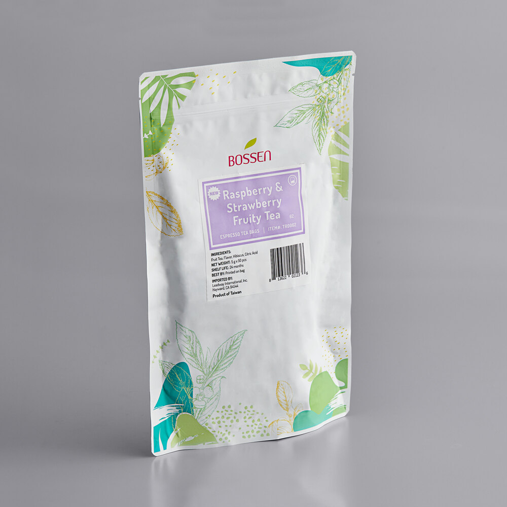 Bossen Raspberry and Strawberry Fruit Ground Tea Bags - 50/Pack