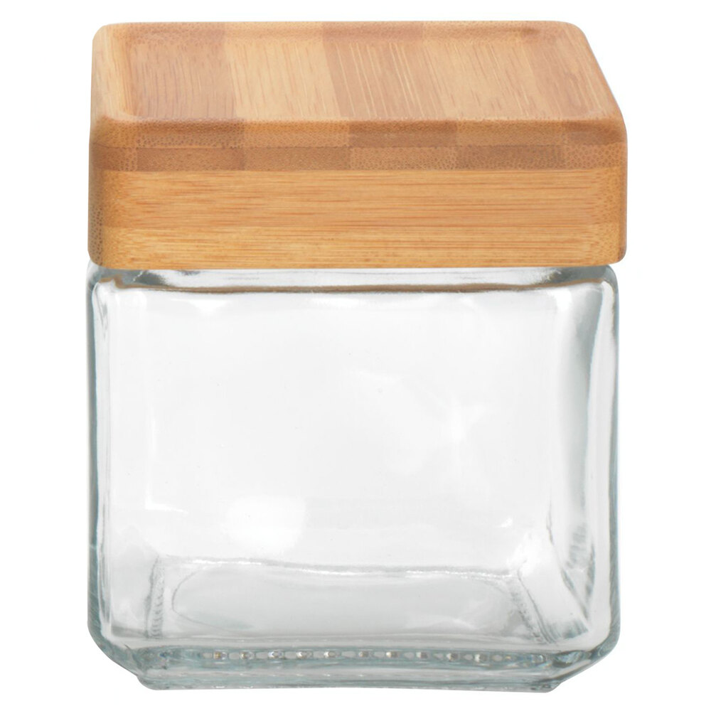 Anchor Hocking 97537 1 Qt. Glass Jar with Bamboo Lid - 4/Case