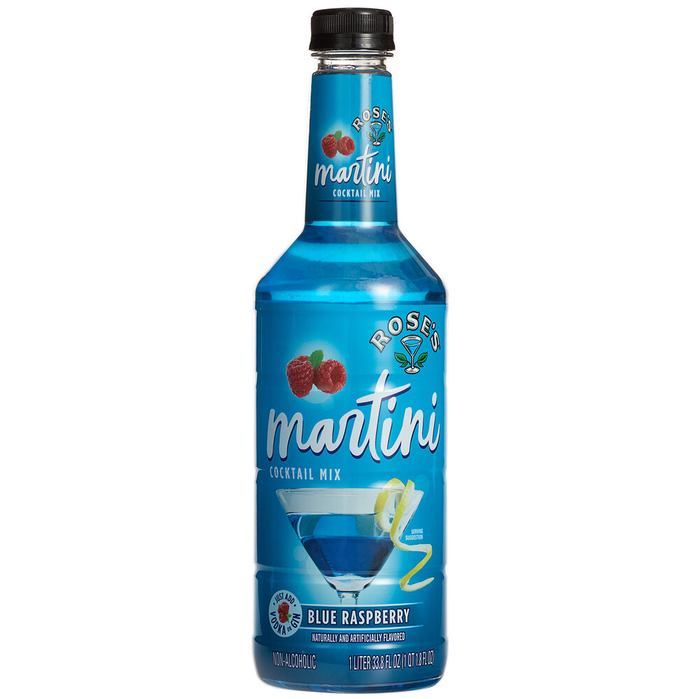 Rose's 1 Liter Blue Raspberry Martini Cocktail Mix 6/Case
