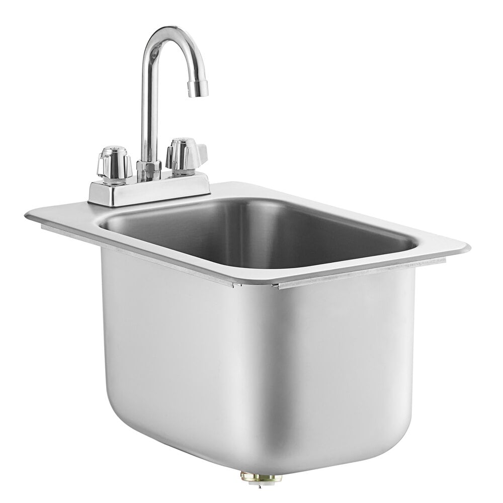 Regency 10 inch x 14 inch x 10 inch 20 Gauge Stainless Steel One Compartment Drop-In Sink with 8 inch Gooseneck Faucet