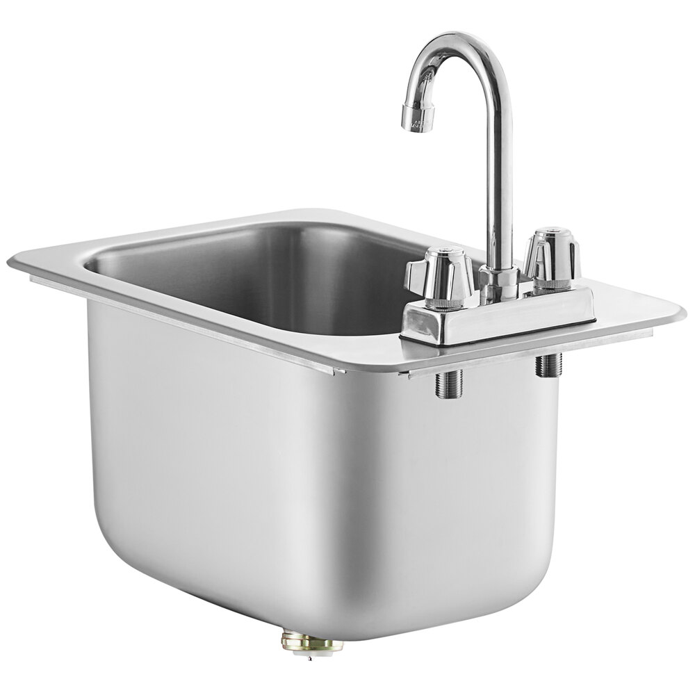 A Regency stainless steel drop-in sink with a faucet.
