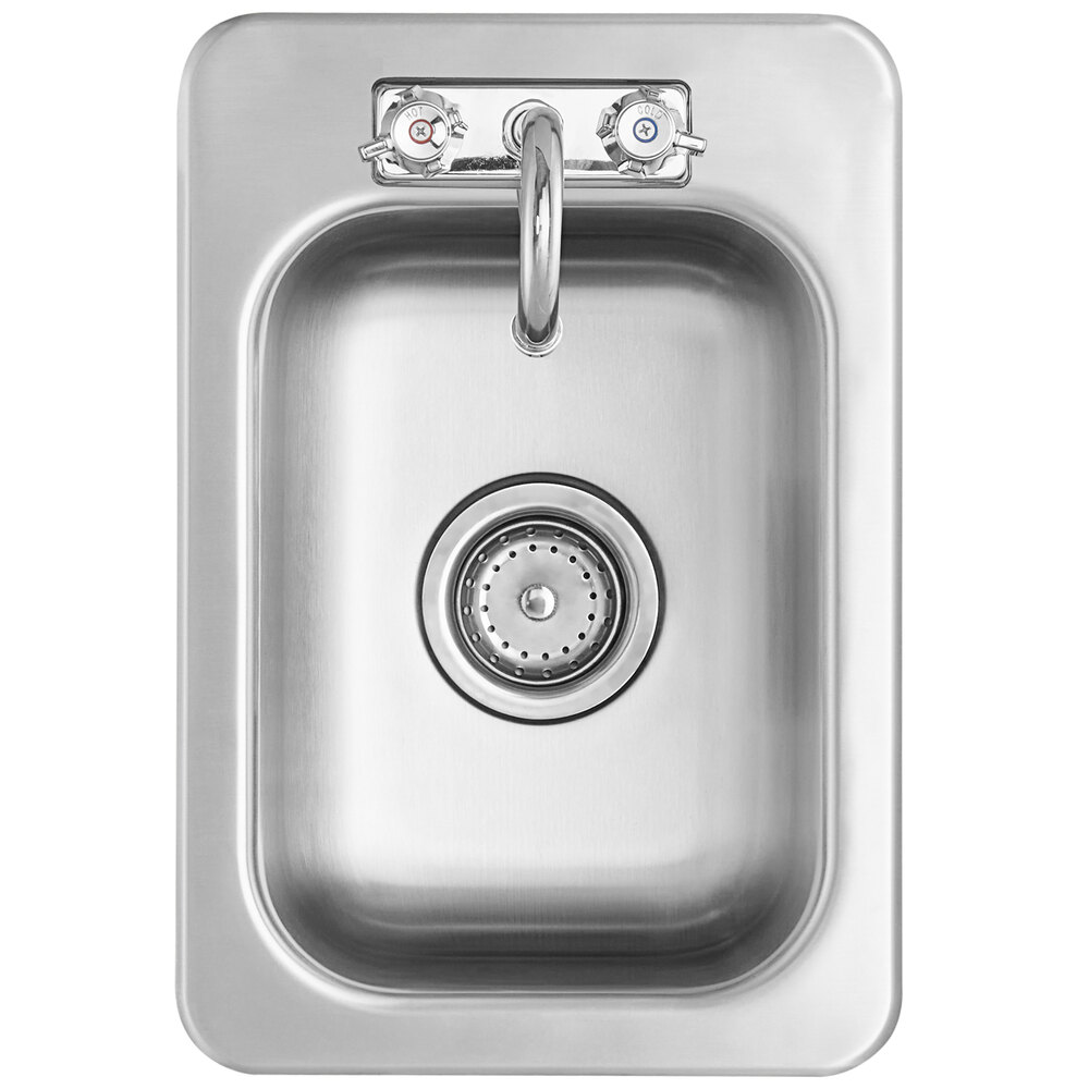 A Regency stainless steel drop-in sink with faucet.