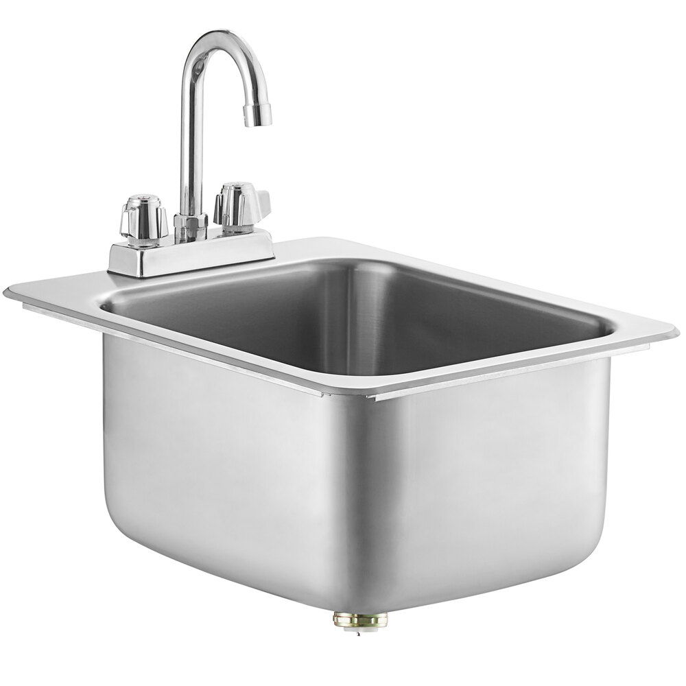 Regency 14 inch x 16 inch x 10 inch 20 Gauge Stainless Steel One Compartment Drop-In Sink with 8 inch Gooseneck Faucet