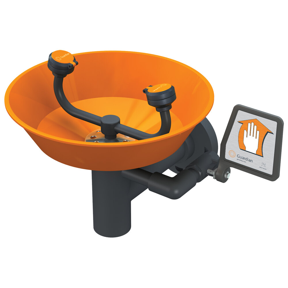 Guardian Equipment G1892 Wall Mounted All PVC Eyewash Station with Bowl