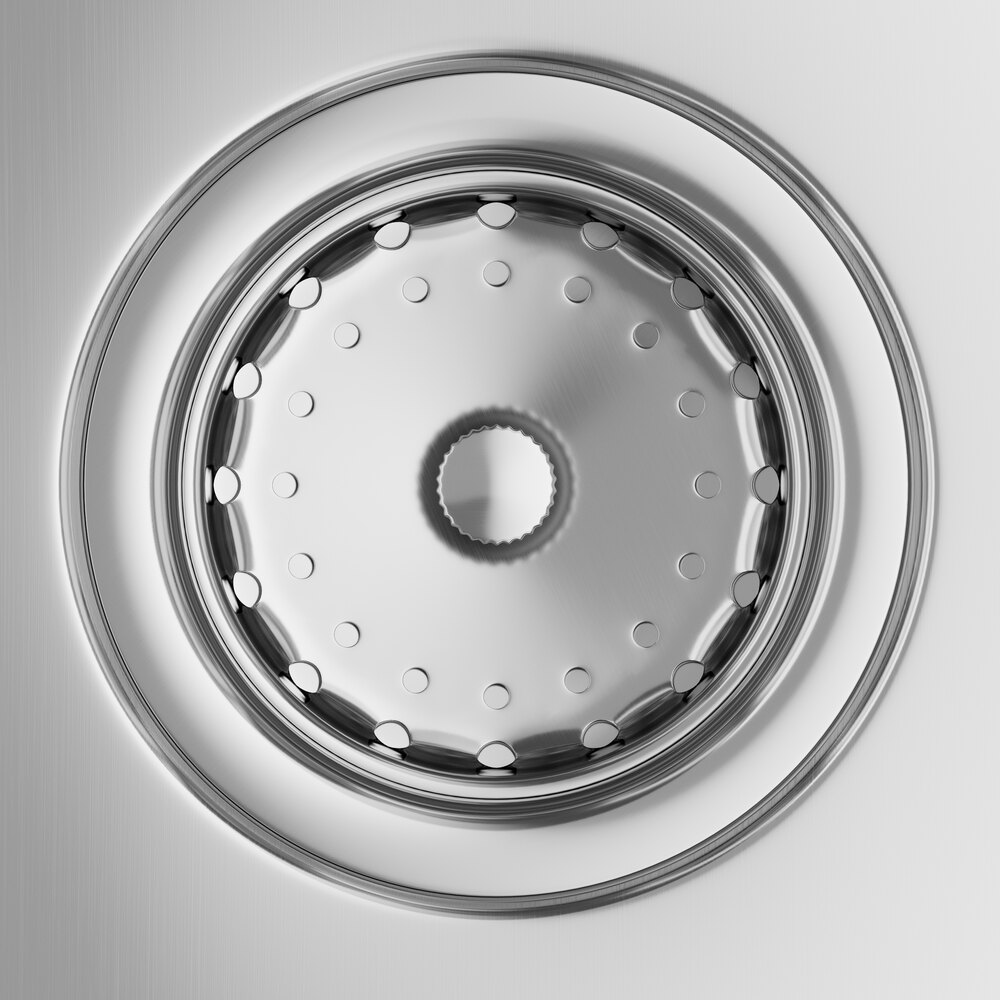 A Regency stainless steel drop-in sink bowl with a gooseneck faucet.