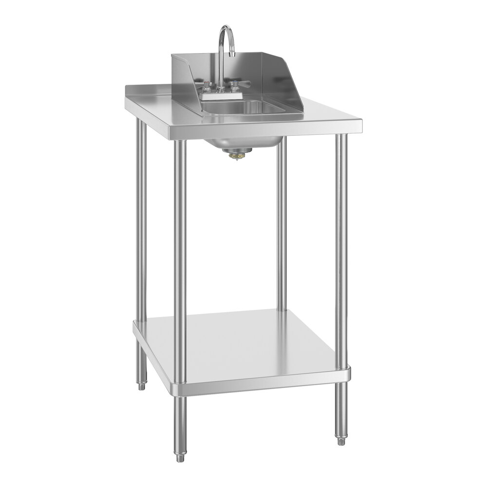 Regency 30 inch x 24 inch 18 Gauge Type 304 Stainless Steel Filler Table with Drop-In Sink and Faucet