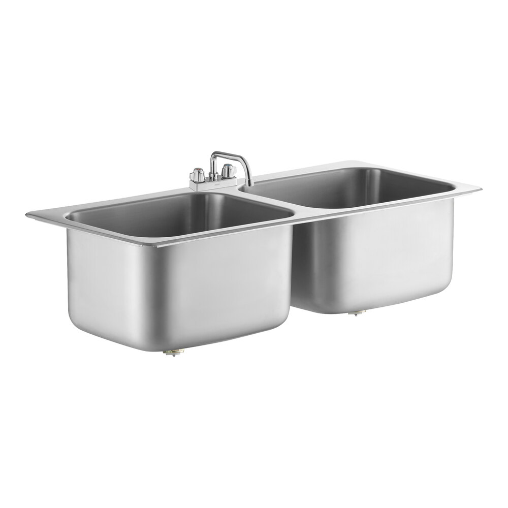 A Regency stainless steel double sink with 8" swing faucet.