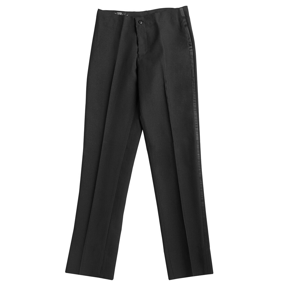 Henry Segal Women's Customizable Black Flat Front Low-Rise Tuxedo Pants ...