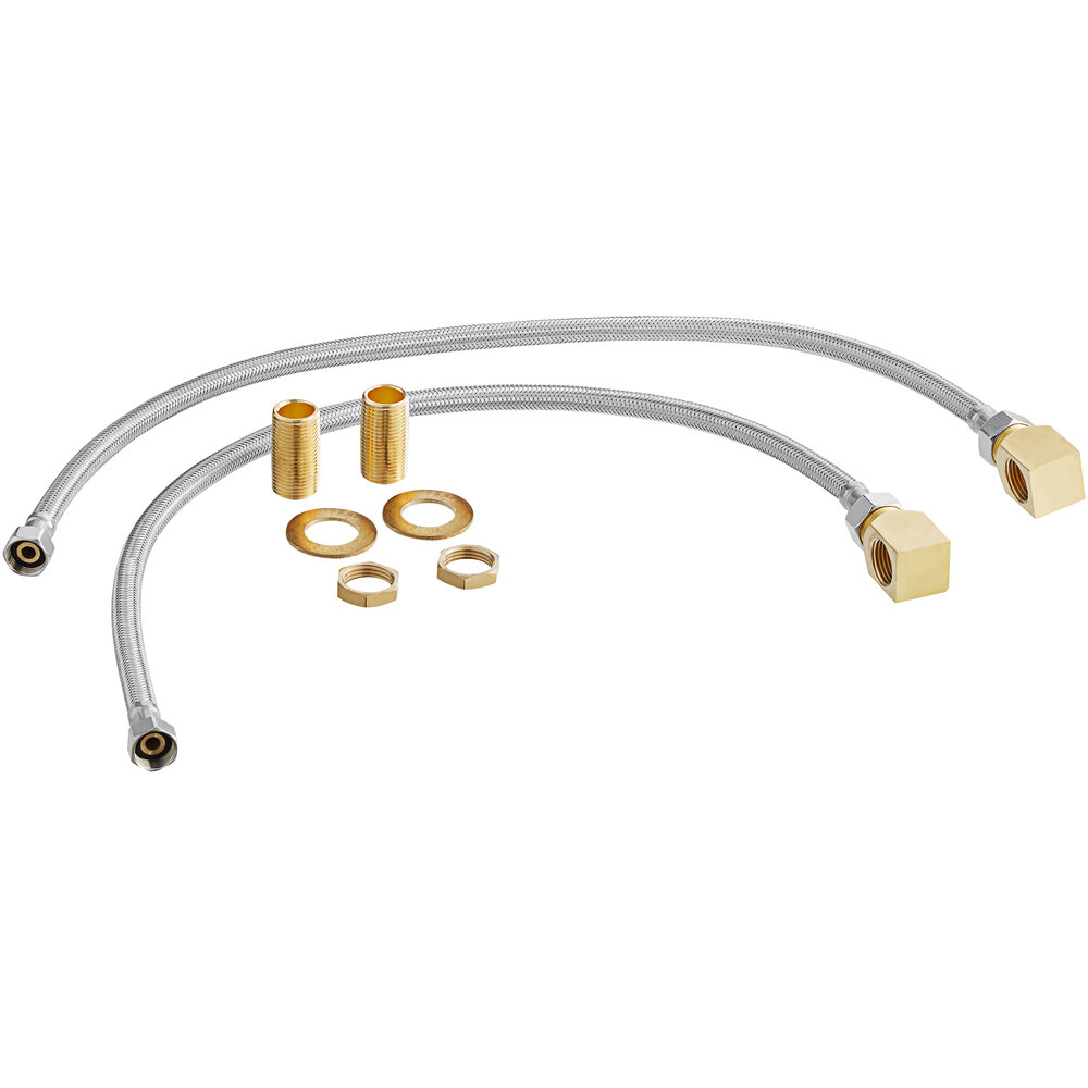 Regency 1/2 inch NPT Faucet Inlet Kit with Elbows and 24 inch Stainless Steel Supply Hoses