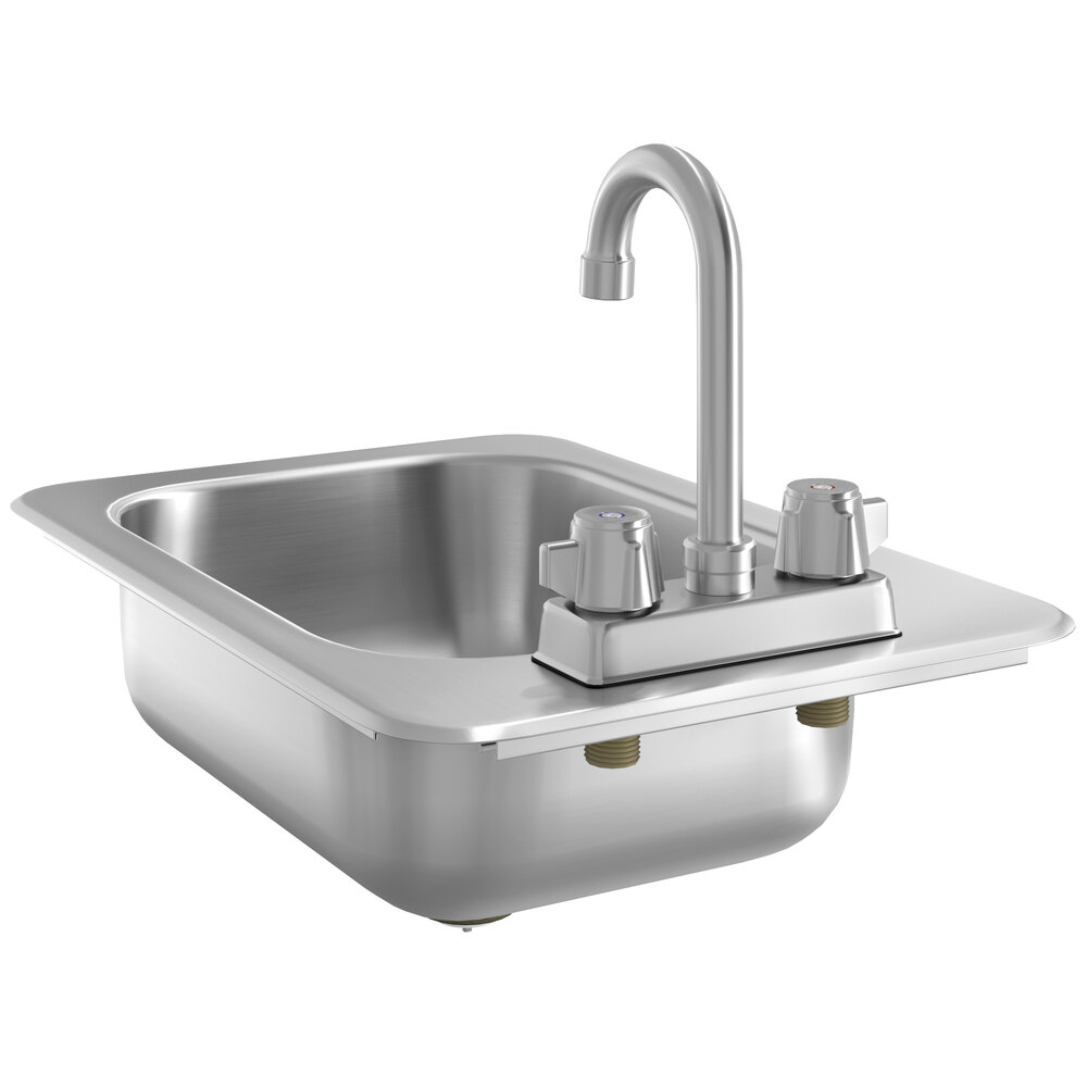 A Regency stainless steel drop-in sink with a faucet.