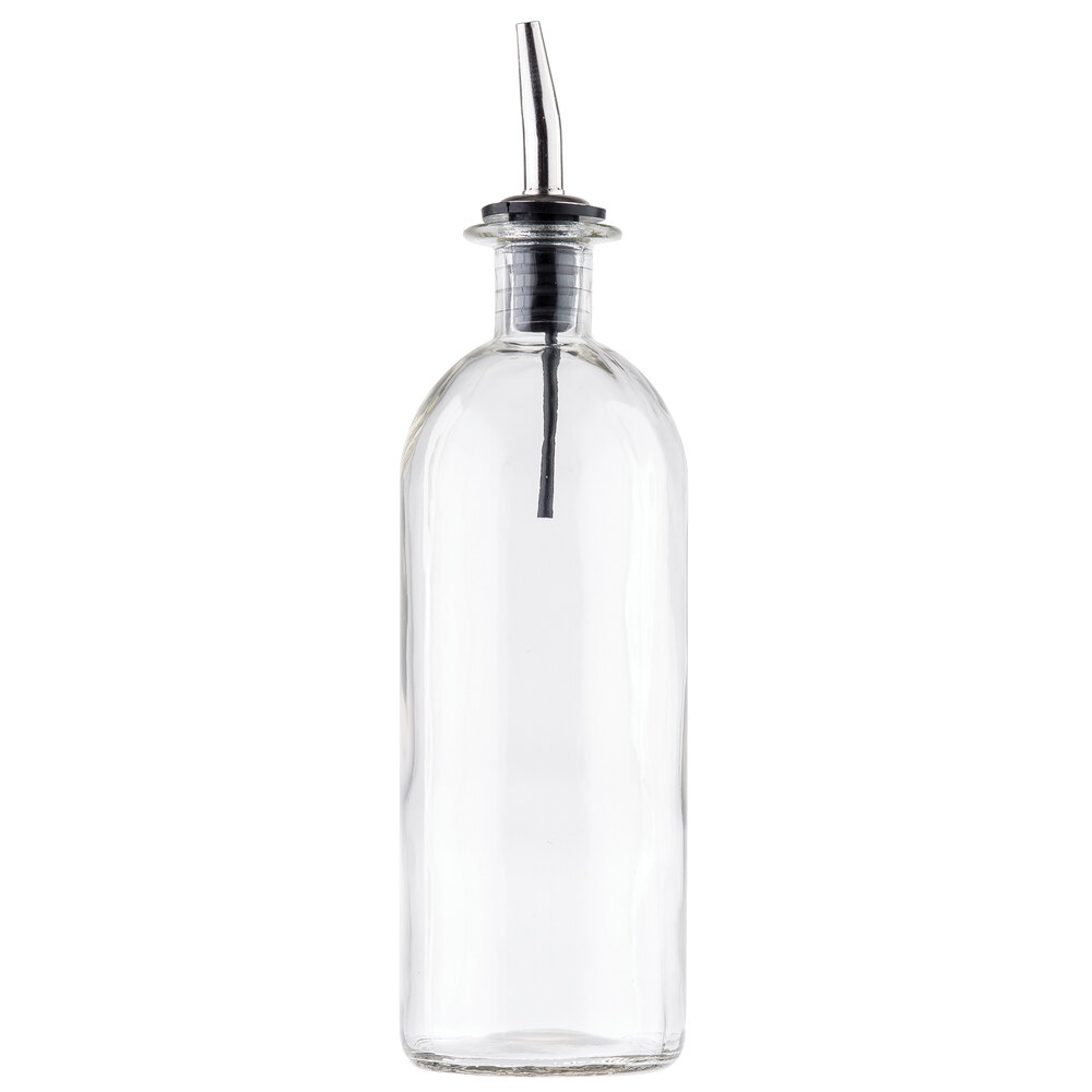 Tablecraft 10375 18 oz. Clear Glass Oil and Vinegar Bottle with