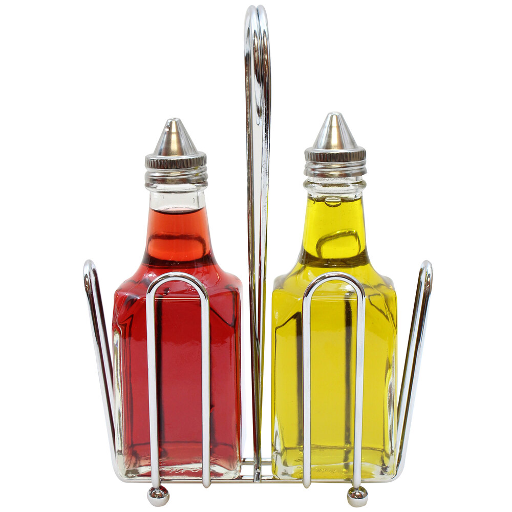 Tablecraft 600ST European Collection 6 oz. 3 Piece Clear Glass Oil and