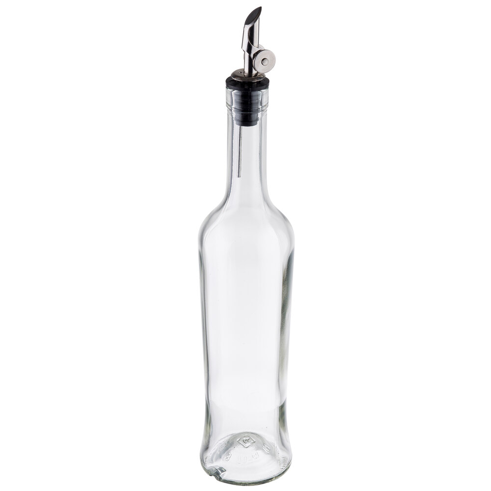Tablecraft 10378 17 oz. Clear Glass Oil and Vinegar Bottle with