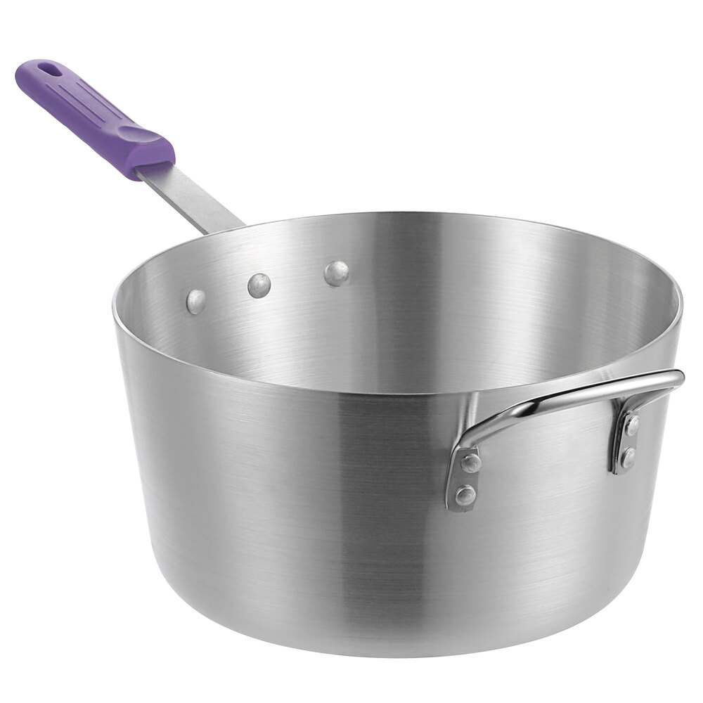 Choice 7 Qt. Tapered Aluminum Sauce Pan with Purple AllergenFree