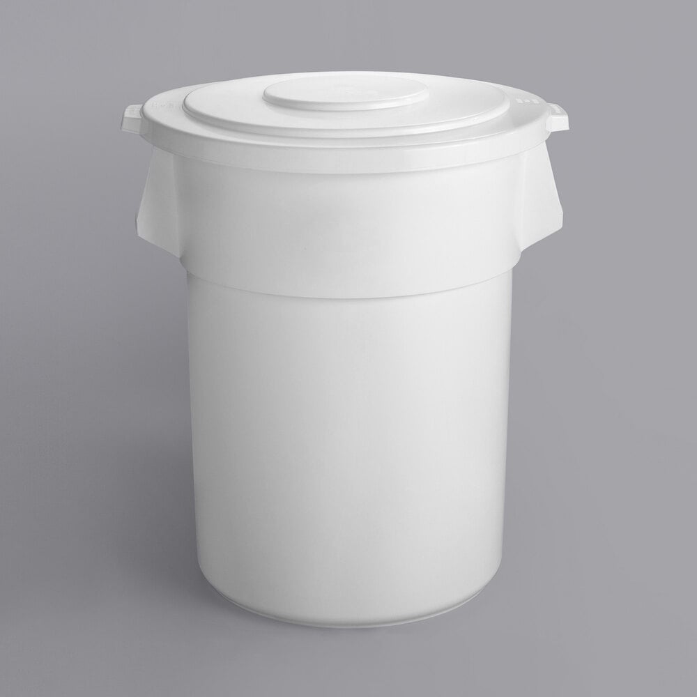 55 Gallon / 880 Cup White Round Ingredient Storage Bin with White