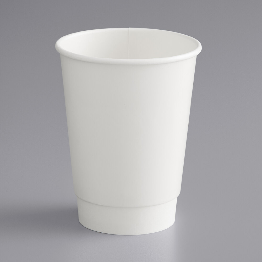 Choice 12 oz. White Smooth Double Wall Paper Hot Cup - 25/Pack