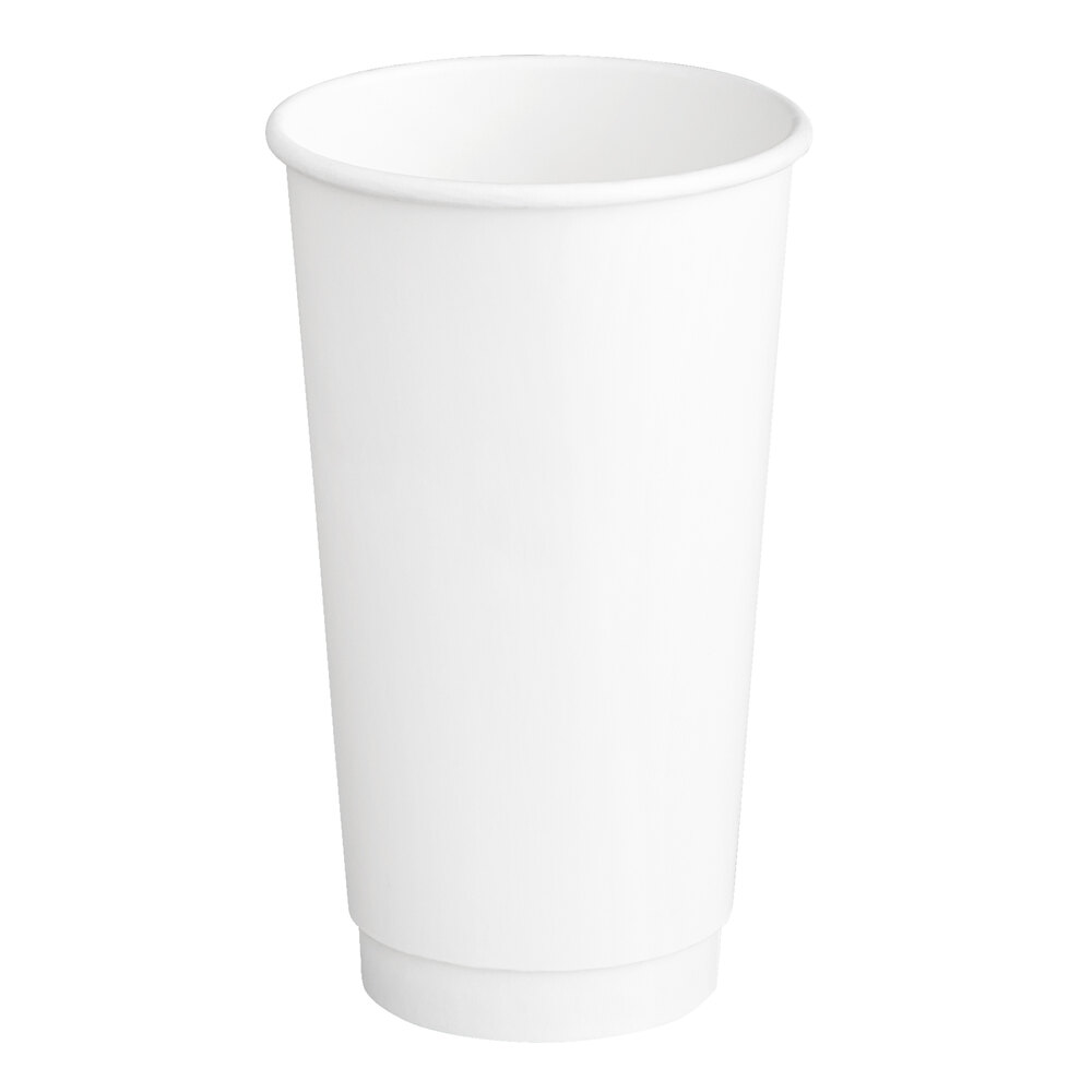 Choice 20 oz. Smooth Double Wall White Paper Hot Cup - 20/Pack