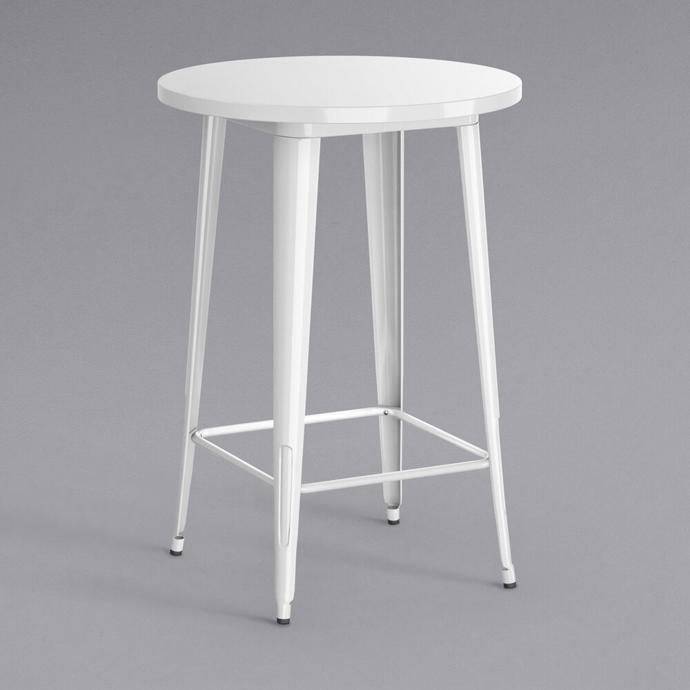 Lancaster Table & Seating Alloy Series 30" Round White Outdoor Bar Height Table