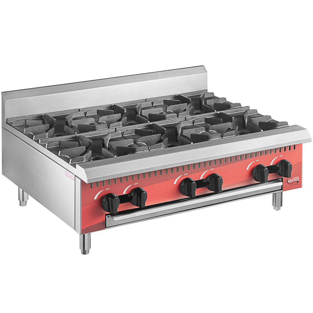 HOCCOT 36 6 Burners Commercial Hot Plate Countertop Range Gas Stove