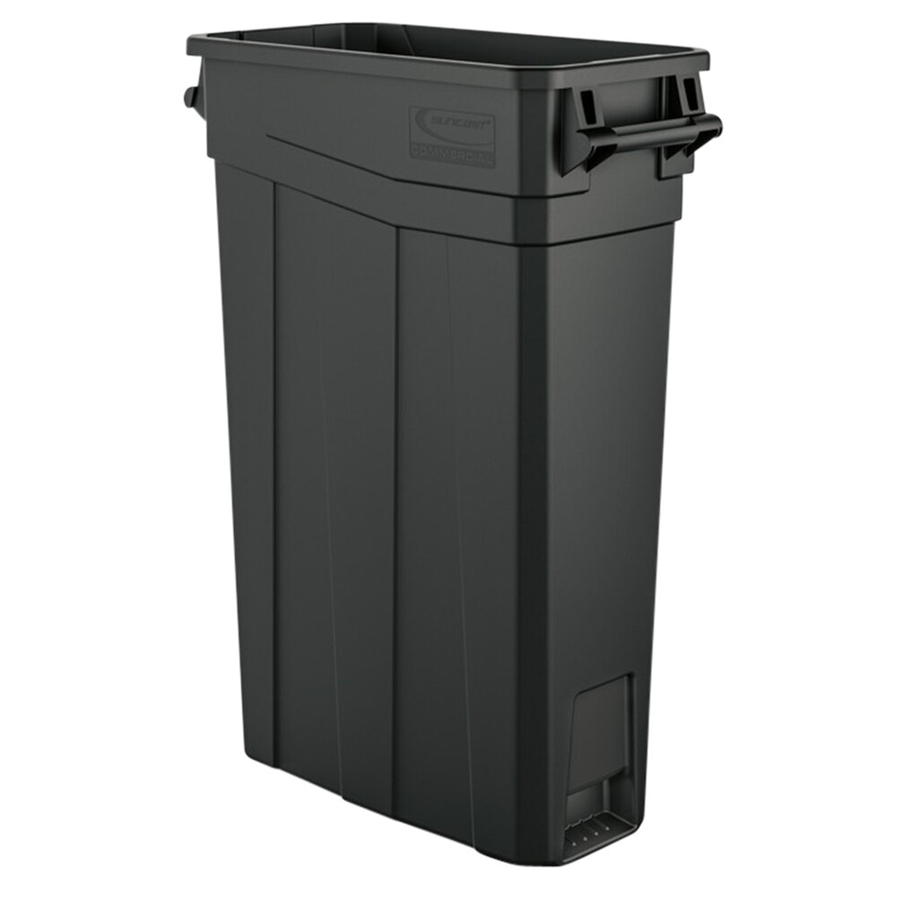 Suncast TCNH2030 23 Gallon Gray Slim Rectangular Trash Can with Handles