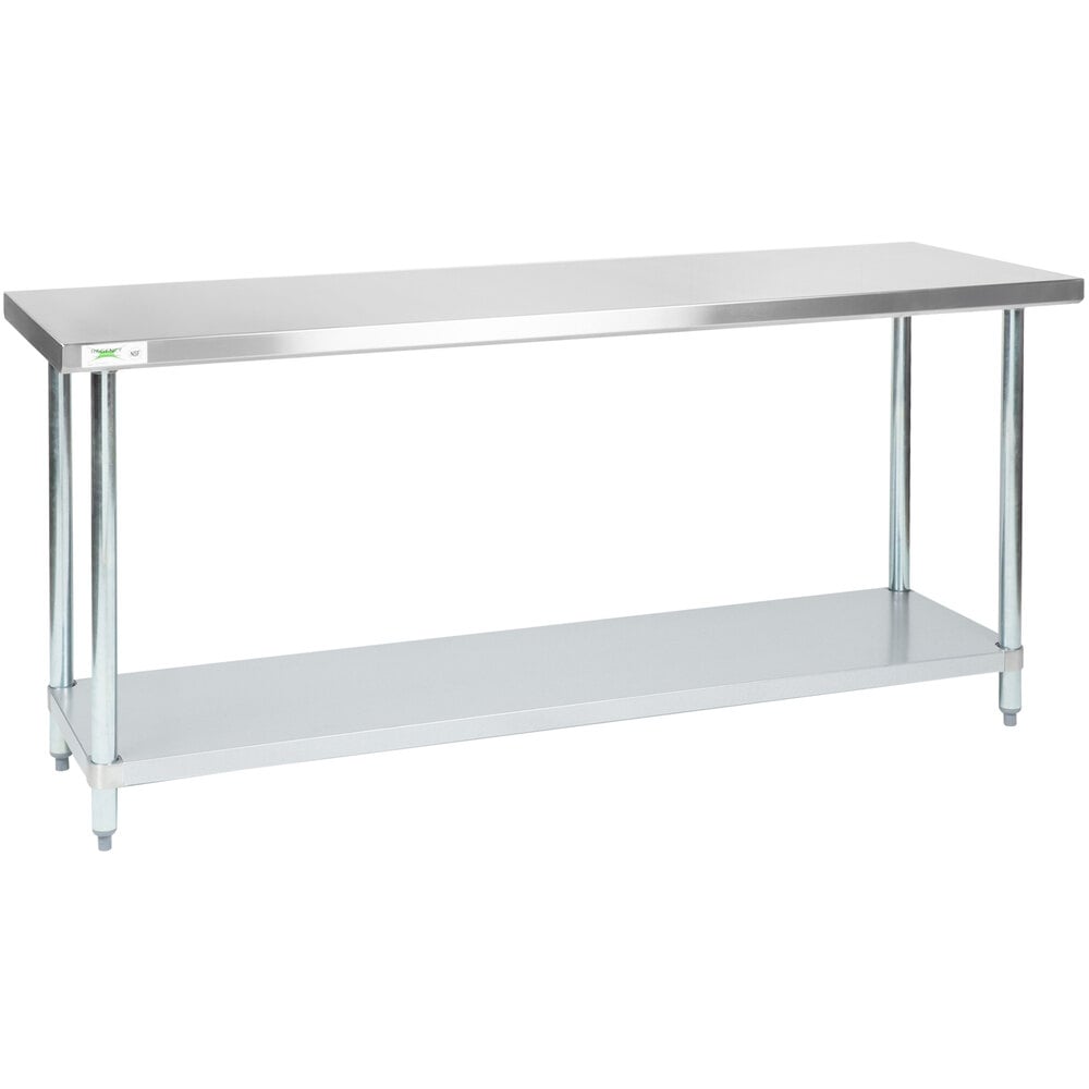 Regency 24 inch x 72 inch 18-Gauge 304 Stainless Steel Commercial Work Table with Galvanized Legs and Undershelf