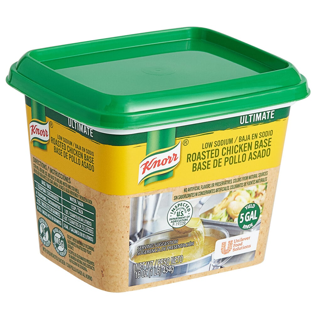 Knorr Low Sodium Chicken Bouillon Base - 1 lb. Container