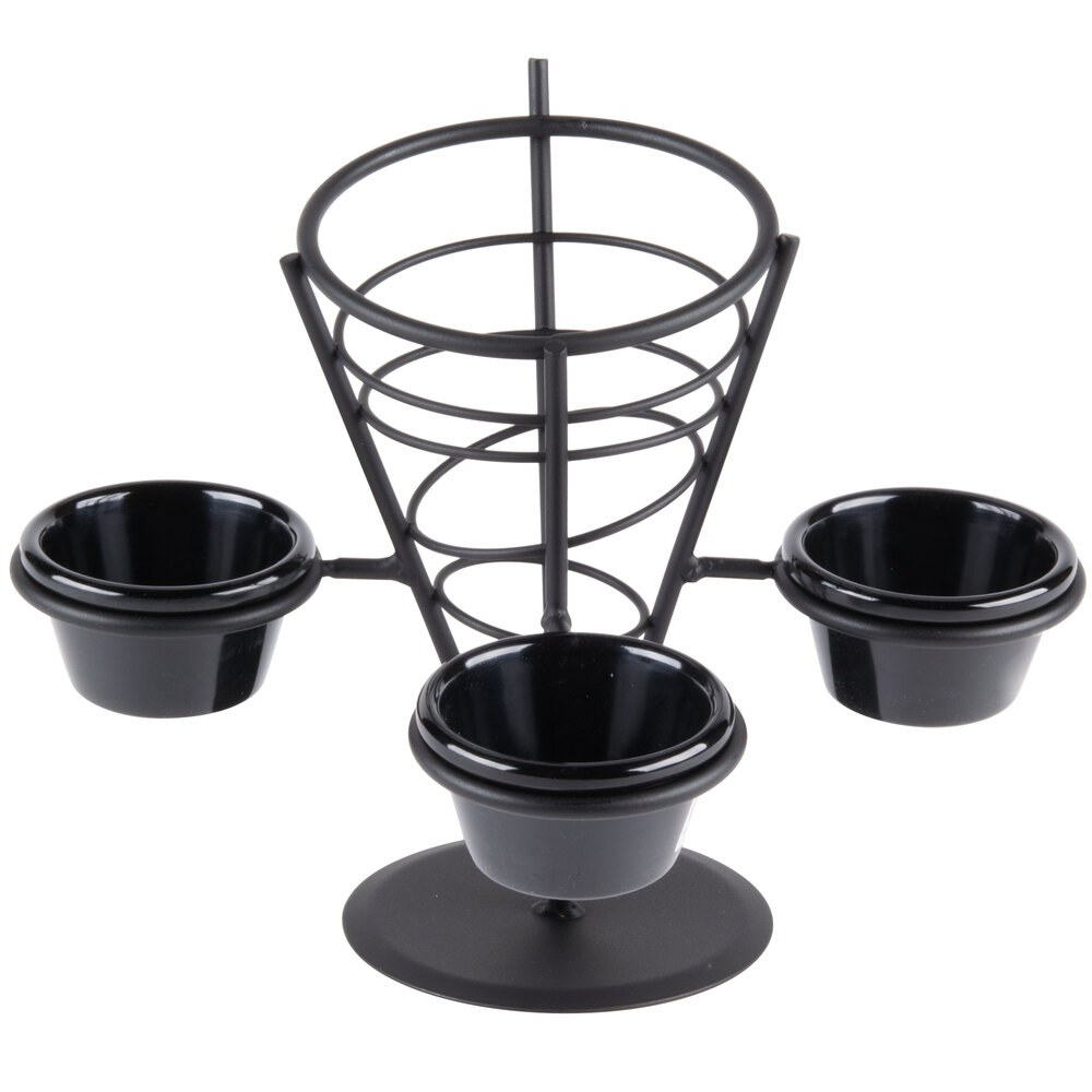 American Metalcraft FBC93 Black Wrought Iron Wire Fry Basket with 3