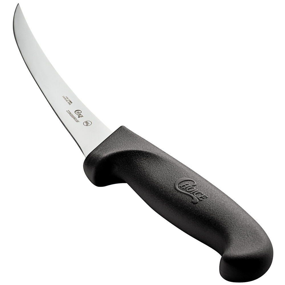 Choice 6" Curved Stiff Boning Knife with Black Handle