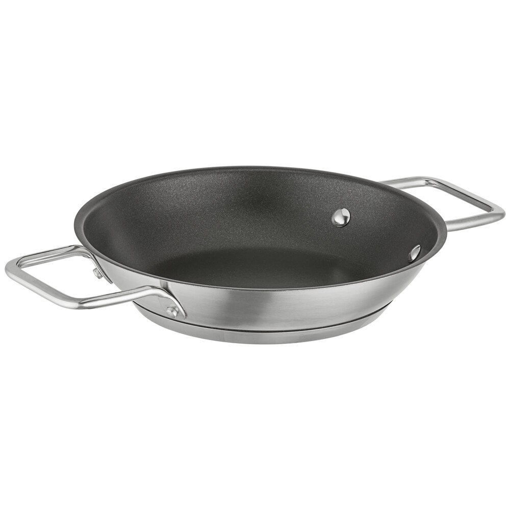 Vigor 14 Stainless Steel Fry Pan with Aluminum-Clad Bottom and Dual Handles